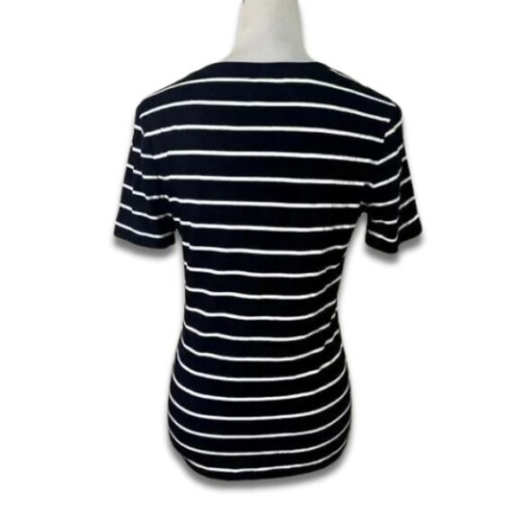 BP Short Sleeve T-Shirt Striped V Neckline Breathable Black/White Women's XS NWT - Picture 4 of 9